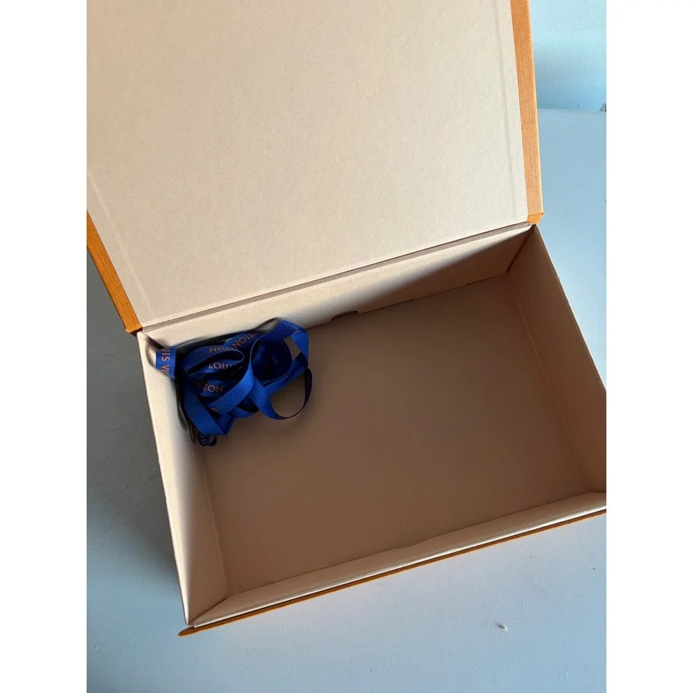 Louis Vuitton Orange Magnetic Gift Box with Blue Ribbon 11x7x3.25 Storage